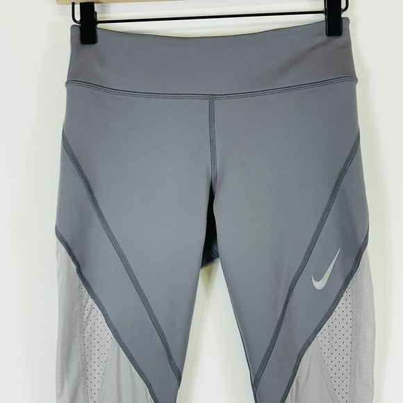 Nike Dri-Fit Grey Mesh Side Panels Compression Pull On Leggings Womens Sz Small - Picture 2 of 9